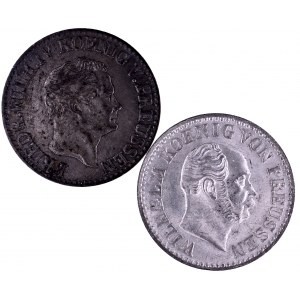 Niemcy, Prusy, zestaw dwóch monet pół srebrnego grosza 1850 A, 1870 B.