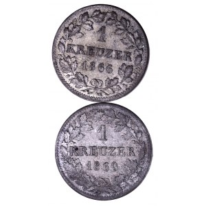 Niemcy, Bawaria, zestaw dwóch monet 1 kreuzer 1866,1869.