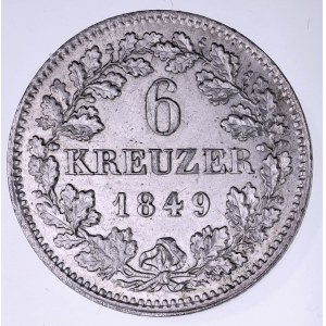 Niemcy, Bawaria, 6 kreuzer 1849.
