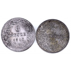Niemcy, Bawaria, zestaw dwóch monet 6 kreuzer 1842,1845.