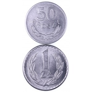PRL 1944-1989, zestaw 50 groszy, 1 złoty 1965.