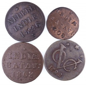 Holenderskie Indie Wschodnie, zestaw 4 monet.