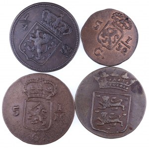 Holenderskie Indie Wschodnie, zestaw 4 monet.