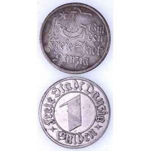 Wolne Miasto Gdańsk 1920-1939, zestaw 2 monet 1 gulden.