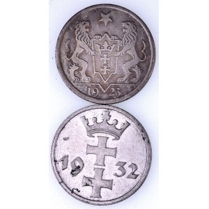 Wolne Miasto Gdańsk 1920-1939, zestaw 2 monet 1 gulden.