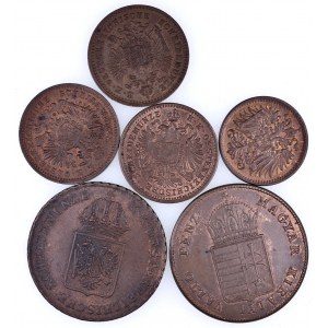 Austria, zestaw 6 monet 1 krajcar.