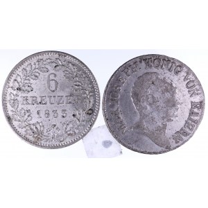 Niemcy, Bawaria, zestaw dwóch monet 6 kreuzer 1810, 1853.