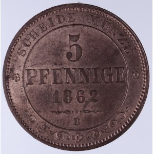Niemcy, Saksonia, 5 pfennige 1862.