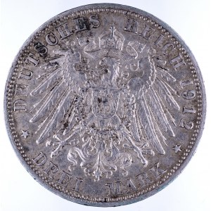 Niemcy, Cesarstwo Niemieckie 1871-1918, Bawaria - Otto 1886-1913, 3 marki 1912, Monachium