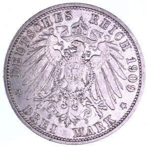 Niemcy, Cesarstwo Niemieckie 1871-1918, Prusy - Wilhelm II 1888-1918, 3 marki 1909 A, Berlin