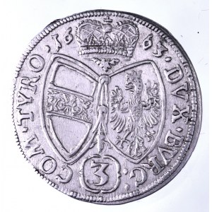 Austria, Zygmunt Franciszek 1663 - 1665, 3 krajcary 1663, Hall.