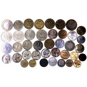 Zestaw 40 współczesnych monet zagranicznych w stanie menniczym