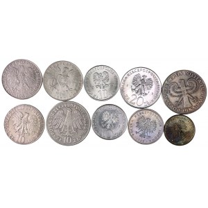 PRL 1944-1989, zestaw 10 monet obiegowych