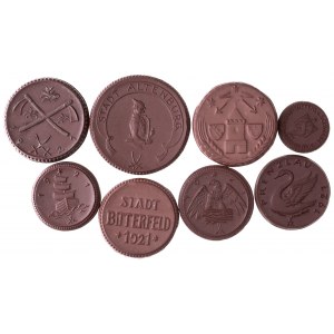 Niemcy, Saksonia, zestaw porcelanowych monet zastępczych