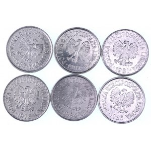 PRL 1944-1989, zestaw 6 monet 1 złotowych 1978, 1981, 1982, 1983, 1984, 1985.