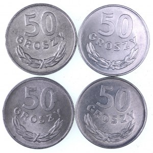 PRL 1944-1989, zestaw 4 monet 50 groszowych 1949, 1976, 1977, 1978.