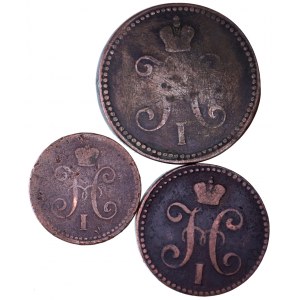 Rosja, Mikołaj I 1825-1855, lot 3 x kopiejki srebrem 1842, 1843