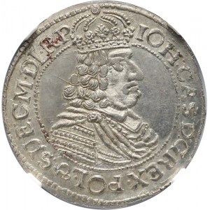 Polska, Jan II Kazimierz Waza 1649-1668, ort 1664, Toruń NGC MS62, RZADKI i PIĘKNY