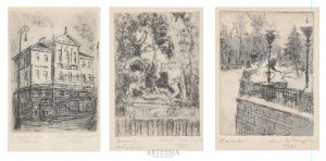 Anna Nehring (1905-1974), Trzy grafiki - Instytut im. Fr. Chopina, Pomnik Sobieskiego, Łazienki, 1961