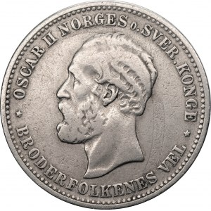 NORWEGIA - Oskar II (1874 - 1906) - 2 korony 1878