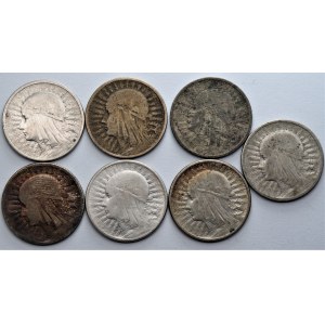 II RP - Zestaw 7 sztuk monet - 2 złote (1932-1934) Głowa Kobiety