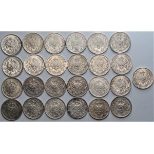 NIEMCY - zestaw 25 sztuk 1/2 marki (1907-1917) srebro - różne mennice