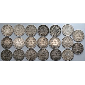 NIEMCY - zestaw 20 sztuk 1/2 marki (1906-1919) srebro - różne mennice
