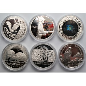 Zestaw 6 monet kolekcjonerskich - 20 złotych (2006-2011) 170,40 gram Ag 925