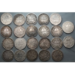 NIEMCY - zestaw 22 sztuk 1 marka (1874-1914) srebro - różne mennice