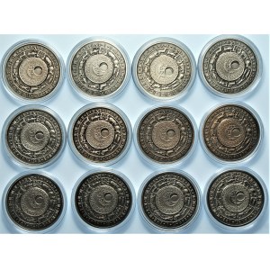 Zestaw 12 sztuk numizmatów z serii Znaki Zodiaku 2009/2010 - komplet - Ag 925