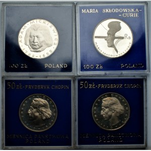 PRL - zestaw 4 monet kolekcjonerskich (1972-1978) - Chopin, Skłodowska, Mickiewicz