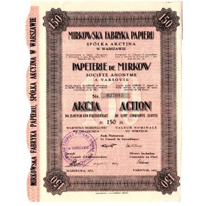 Mirkowska Fabryka Papieru - 150 złotych 1931