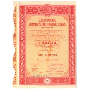 Częstocickie Towarzystwo Fabryk Cukru S.A. - 100 złotych 1937