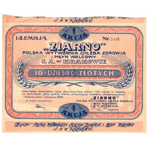 Ziarno Polska Wytwórnia Chleba Zdrowia i Młyn Walcowy - 10 złotych 1928 -