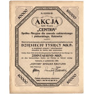 Centra Sp. Akc. dla Zawodu Cukierniczego i Piekarskiego Katowice - 10.000 marek polskich 1923
