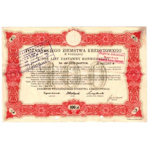 4 % List zastawny Poznańskiego Ziemstwa Kredytowego - 100 złotych 1925 -