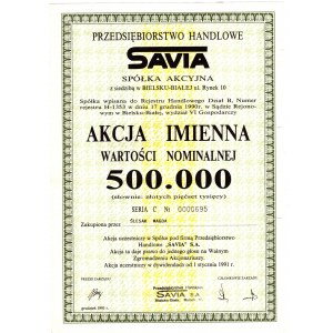 SAVIA Przedsiębiorstwo Handlowe - 500.000 złotych 1991 - imienna