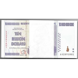 ZIMBABWE - paczka bankowa 100 x 10 billion dollars 2008