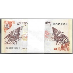 BHUTAN - paczka bankowa 100 x 5 Ngultrum 2006