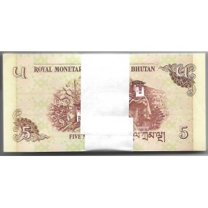 BHUTAN - paczka bankowa 100 x 5 Ngultrum 2006