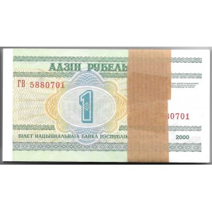 BIAŁORUŚ - paczka bankowa 100 x 1 rubel 2000