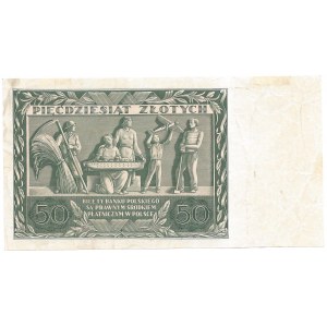 50 złotych 1936 - AD - awers bez druku głównego