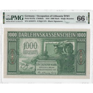 KOWNO - 1000 marek 1918 - A - PMG 66 EPQ - MAX nota
