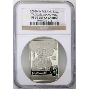 20 złotych 2005 - Tadeusz Makowski - NGC PF 70 Ultra Cameo - MAX nota