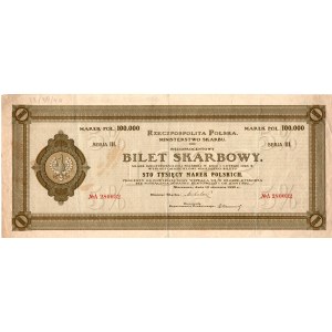 BILET SKARBOWY - 100.000 marek polskich 1923 - Serja III