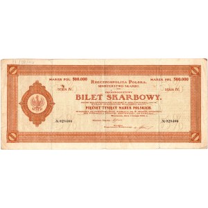BILET SKARBOWY - 500.000 marek polskich 1923 - serja IV