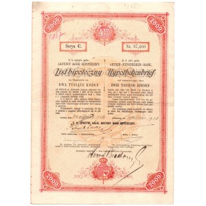 LWÓW - Akcyjny Bank Hipoteczny - List hipoteczny 2000 koron 1908 - Seria C