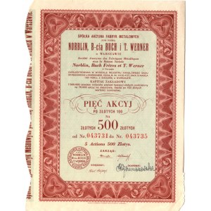 NORBLIN BRACIA BUCH i T. WERNER - Spółka Akcyjna Fabryk Metalowych - 5 x 100 złotych