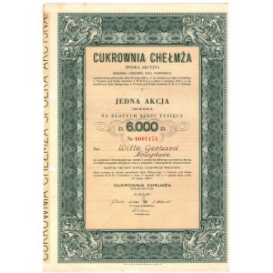 Cukrownia CHEŁMŻA Spółka Akcyjna - 6000 złotych 1937