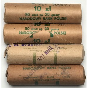 Zestaw 4 rulonów bankowych 20 groszy 1983